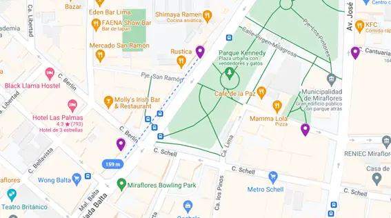 Mapa de ubicación tambo en parque Kennedy